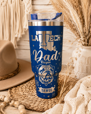 Custom Collegiate Sports Fan Tumbler (Blue)
