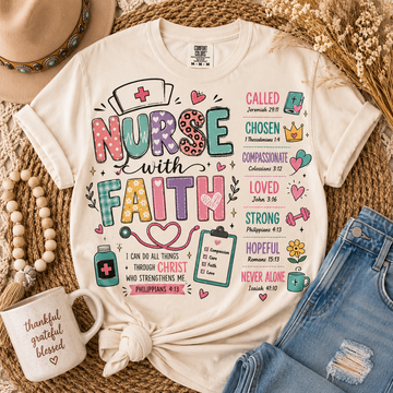 Nurse with Faith Christian DTF Transfer – Philippians 4:13 Scripture Nursing Design