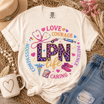 LPN Life Cheetah Print DTF Transfer – Licensed Practical Nurse Badge Design