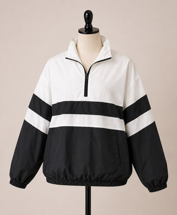 Minimalist Monochrome: Black and White Color-Block Pullover