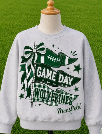 Game Day Wolverines Mansfield Forest Green Graphic Pullover