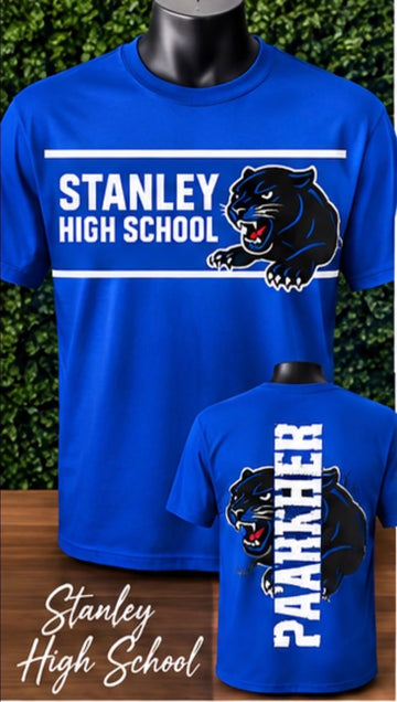 Royal Blue Stanley High School Panthers Mascot T-Shirt