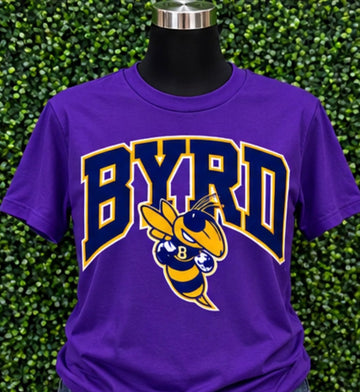 Purple & Gold "BYRD" Yellowjacket Mascot Varsity T-Shirt